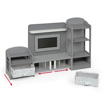Media Room Furniture Set For 18" Dolls - Gray/White 2 Media Room Furniture Set For 18" Dolls - Gray/White - Image 2