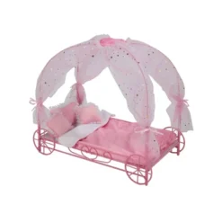 Badger Basket Royal Carriage Metal Doll Bed With Canopy Bedding And LED Lights - Pink/White/Stars -Doll Paradise Shop GUEST 096dc298 c0c2 4a87 83c3 ddd118c8d314