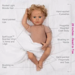 Paradise Galleries Reborn Toddler Girl Doll Lovey, 20 Inch With Medium Skin Tone, Light Blonde Hair And Blue Eyes, Made In SoftTouch Vinyl -Doll Paradise Shop GUEST 0a4858e4 fd08 4bcf ab1b 2234a54bb267