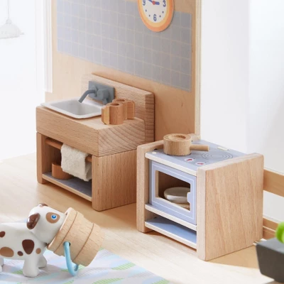 HABA Little Friends Kitchen Room Set - Wooden Dollhouse Furniture For 4" Bendy Dolls 3 HABA Little Friends Kitchen Room Set - Wooden Dollhouse Furniture For 4" Bendy Dolls - Image 3