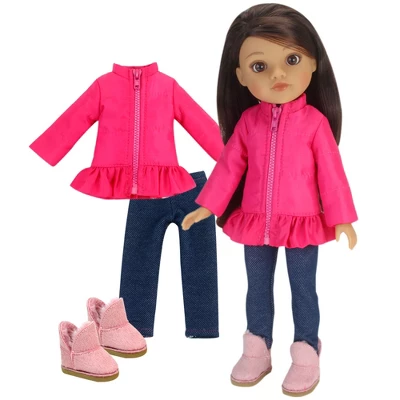 Sophia’s 3 Piece Winter Outfit With Boots For 14.5" Dolls, Hot Pink 2 Sophia’s 3 Piece Winter Outfit With Boots For 14.5" Dolls, Hot Pink - Image 2