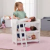 Badger Basket Triple Doll Bunk Bed With Ladder, Bedding, And Free Personalization Kit - Pink Gingham
