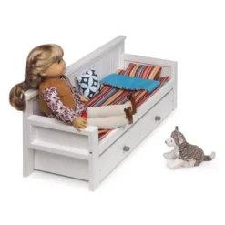 Sofa/Daybed With Trundle For 18" Dolls - White/Multi -Doll Paradise Shop GUEST 1c0aff3f f016 473d a159 12bb628a69f4