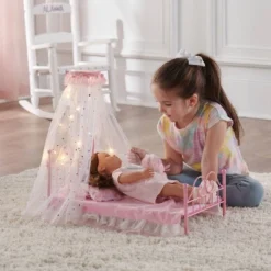 Starlights LED Canopy Metal Doll Bed With Bedding - Pink -Doll Paradise Shop GUEST 22a6c1f7 78c1 41d6 8fd3 816be772e426