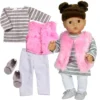 Sophia’s 4 Piece Winter Outfit With Shoes Set For 15'' Dolls, Pink/Gray