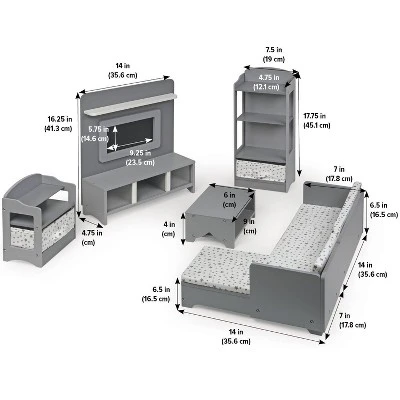 Media Room Furniture Set For 18" Dolls - Gray/White 5 Media Room Furniture Set For 18" Dolls - Gray/White - Image 5