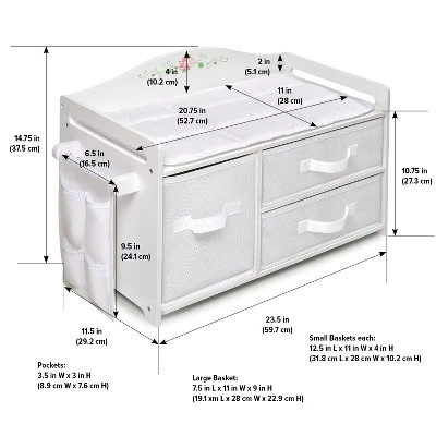 Badger Basket Doll Care Station With Three Baskets And Pocket Organizer - White Rose 8 Badger Basket Doll Care Station With Three Baskets And Pocket Organizer - White Rose - Image 8