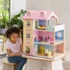 HearthSong Imagine My Place Dollhouse With Turntable And 35-Piece Dollhouse Furniture Set