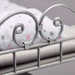 Badger Basket Scrollwork Metal Triple Doll Bunk Bed With Ladder And Bedding - Silver/Pink/Stars -Doll Paradise Shop GUEST 32df72c4 2c48 4116 8c5b 71eb389c4817