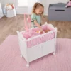 Badger Basket Cabinet Doll Crib With Gingham Bedding And Free Personalization Kit - White/Pink