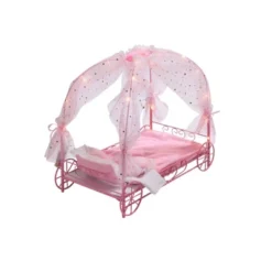 Badger Basket Royal Carriage Metal Doll Bed With Canopy Bedding And LED Lights - Pink/White/Stars -Doll Paradise Shop GUEST 44855f23 75bc 4d71 a9ce 687e8f358129