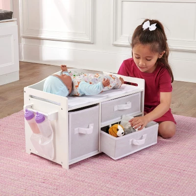 Badger Basket Doll Care Station With Three Baskets And Pocket Organizer - White Rose 1 Badger Basket Doll Care Station With Three Baskets And Pocket Organizer - White Rose
