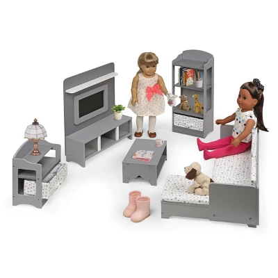 Media Room Furniture Set For 18" Dolls - Gray/White 4 Media Room Furniture Set For 18" Dolls - Gray/White - Image 4