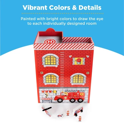 Best Choice Products 32in Kids 3-Story Pretend Wooden Fire Station Play Set Toy, W/ 2 Vehicles, 12 Accessories, 5 Rooms 5 Best Choice Products 32in Kids 3-Story Pretend Wooden Fire Station Play Set Toy, W/ 2 Vehicles, 12 Accessories, 5 Rooms - Image 5