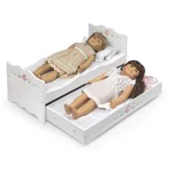 Badger Basket White Rose Doll Bed With Trundle -Doll Paradise Shop GUEST 555b984a 7810 4fe5 a24c 4a4342b31513