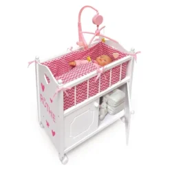 Badger Basket Cabinet Doll Crib With Chevron Bedding And Free Personalization Kit - White/Pink -Doll Paradise Shop GUEST 5618c839 b55d 44a4 95bc aedf254be5f2