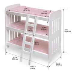 Badger Basket Triple Doll Bunk Bed With Ladder, Bedding, And Free Personalization Kit - Pink Gingham -Doll Paradise Shop GUEST 5d9dcef6 5586 466a a29e 2b97e71fa2c4