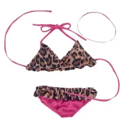 Sophia’s Leopard Print Bikini Swimsuit For 18” Dolls, Tan/Hot Pink
