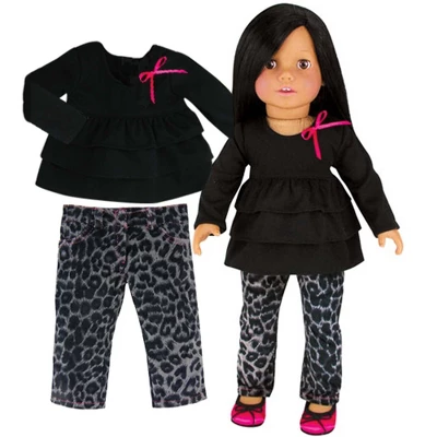 Sophia’s Animal Print Jeans & Long Sleeve Ruffle Tee For 18” Dolls, Black 1 Sophia’s Animal Print Jeans & Long Sleeve Ruffle Tee For 18” Dolls, Black
