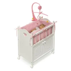 Badger Basket Cabinet Doll Crib With Gingham Bedding And Free Personalization Kit - White/Pink -Doll Paradise Shop GUEST 66d8db5e 4f1b 44ba bfd7 ee77c95876b6