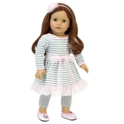 Sophia’s Dress, Leggings And Shoes For 18" Dolls, Gray/Pink