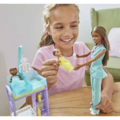 Barbie You Can Be Anything Baby Doctor Brunette Doll And Playset
