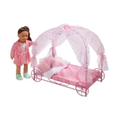 Badger Basket Royal Carriage Metal Doll Bed With Canopy Bedding And LED Lights - Pink/White/Stars -Doll Paradise Shop GUEST 83844960 2fac 4cd8 81c6 83be4c15c252
