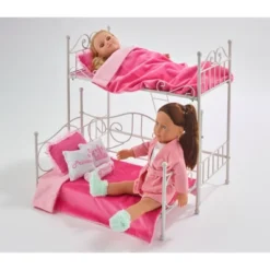 Badger Basket Scrollwork Metal Doll Loft Bed With Daybed And Bedding - White/Pink 10 Badger Basket Scrollwork Metal Doll Loft Bed With Daybed And Bedding - White/Pink -Doll Paradise Shop GUEST 84b0cf80 a76c 42a7 b1f6 074bf917b139