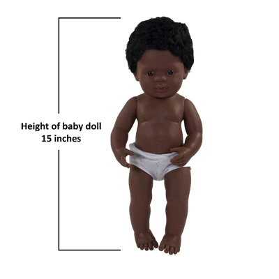 Miniland Educational Anatomically Correct 15" Baby Doll, Boy, Black Hair 2 Miniland Educational Anatomically Correct 15" Baby Doll, Boy, Black Hair - Image 2