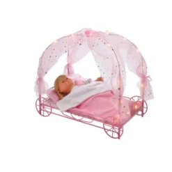 Badger Basket Royal Carriage Metal Doll Bed With Canopy Bedding And LED Lights - Pink/White/Stars -Doll Paradise Shop GUEST 8f89e4bf 8c5b 4fff 900a dbdc21011eff