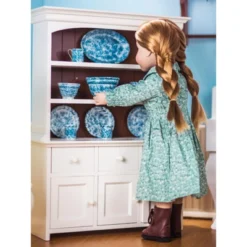 The Queen's Treasures 18 Inch Doll Wooden Farmhouse Cupboard Dish Hutch