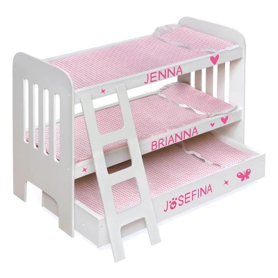 Badger Basket Trundle Doll Bunk Bed With Ladder And Free Personalization Kit - White/Pink 1 Badger Basket Trundle Doll Bunk Bed With Ladder And Free Personalization Kit - White/Pink