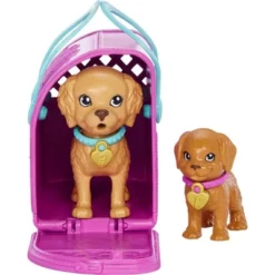 Barbie Pup Adoption Playset And Doll With Black Hair, 2 Puppies And Color-Change