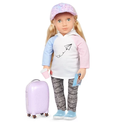 Our Generation Ari With Rolling Luggage & Accessories 18" Travel Doll 1 Our Generation Ari With Rolling Luggage & Accessories 18" Travel Doll