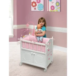 Badger Basket Cabinet Doll Crib With Gingham Bedding And Free Personalization Kit - White/Pink -Doll Paradise Shop GUEST ad1f986a 3431 4f7f 979f cedd121aa383
