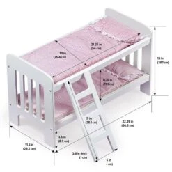 Badger Basket Doll Bunk Bed With Bedding, Ladder, And Free Personalization Kit - White/Pink/Gingham -Doll Paradise Shop GUEST ad333bb8 902f 40e3 abcb 62085f48b90f