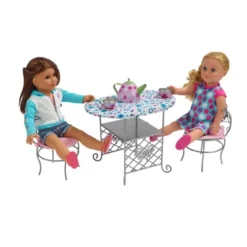Badger Basket Tea Time Metal Doll Table And Chair Set With Accessories - Silver/Pink/Multi -Doll Paradise Shop GUEST b3d98e87 386a 4f2e 9371 067607bd061c