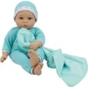 18" Sweet And Happy Baby With Blanket - Blue With Polka Dot Pajamas