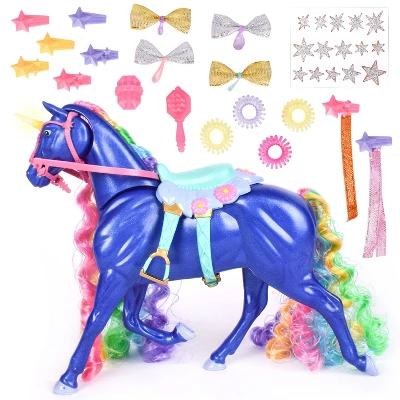 Glam-R-Ranch Midnight Rainbow - Rainbow Sparkle Unicorn With Hair Accessories 5 Glam-R-Ranch Midnight Rainbow - Rainbow Sparkle Unicorn With Hair Accessories - Image 5