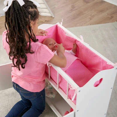 Badger Basket Storage Doll Crib With Bedding And Free Personalization Kit - White 3 Badger Basket Storage Doll Crib With Bedding And Free Personalization Kit - White - Image 3