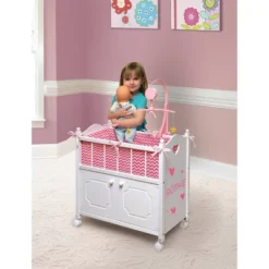 Badger Basket Cabinet Doll Crib With Chevron Bedding And Free Personalization Kit - White/Pink -Doll Paradise Shop GUEST c1e4be35 0f2a 4c68 b06e 9ca334d3a55b