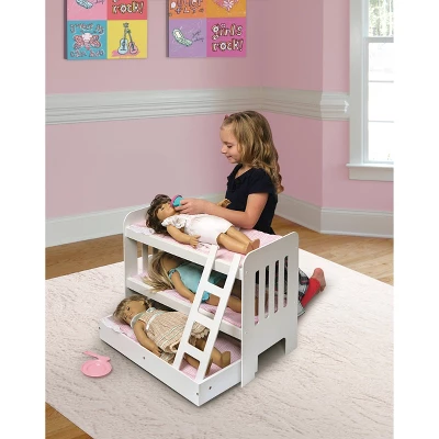 Badger Basket Trundle Doll Bunk Bed With Ladder And Free Personalization Kit - White/Pink 2 Badger Basket Trundle Doll Bunk Bed With Ladder And Free Personalization Kit - White/Pink - Image 2