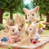 Calico Critters Fennec Fox Twins, Set Of 2 Collectible Doll Figures With Pushcart Accessory