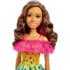 Barbie 28" Large Doll With Brown Hair And Rainbow Dress