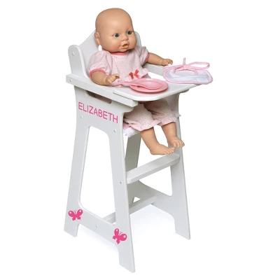 Badger Basket Doll High Chair With Accessories And Free Personalization Kit - White/Pink/Gingham 5 Badger Basket Doll High Chair With Accessories And Free Personalization Kit - White/Pink/Gingham - Image 5