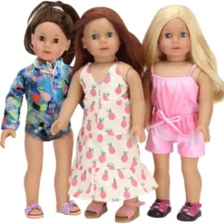 Sophia’s Colorful Collage Print Long Sleeve Rash Guard Swimsuit For 18" Dolls, Blue -Doll Paradise Shop GUEST d6270dda fb8c 4bbe b884 5daf615fbda5