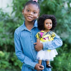 Ikuzi Dolls Pink & Yellow Dress Doll With Black Hair 18" Fashion Doll -Doll Paradise Shop GUEST d8887a42 8182 4ba5 81f1 b1c70b22a368