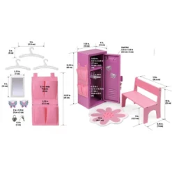 Badger Basket School Style Single Doll Locker Set With Bench, Rug And Accessories - Purple/Pink -Doll Paradise Shop GUEST e3f7c417 cf03 41a4 b1e5 8940a26f09a9