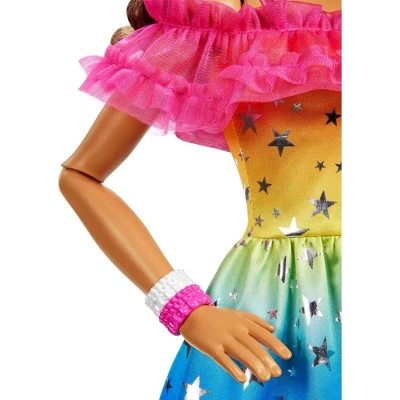 Barbie 28" Large Doll With Brown Hair And Rainbow Dress 5 Barbie 28" Large Doll With Brown Hair And Rainbow Dress - Image 5