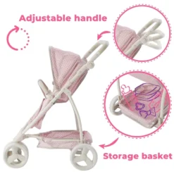 Olivia's Little World 2 In 1 Baby Doll Stroller Pram Foldable Pink/Grey OL-00009 -Doll Paradise Shop GUEST f38b07b7 34da 4a9c 9837 29c84fbea149